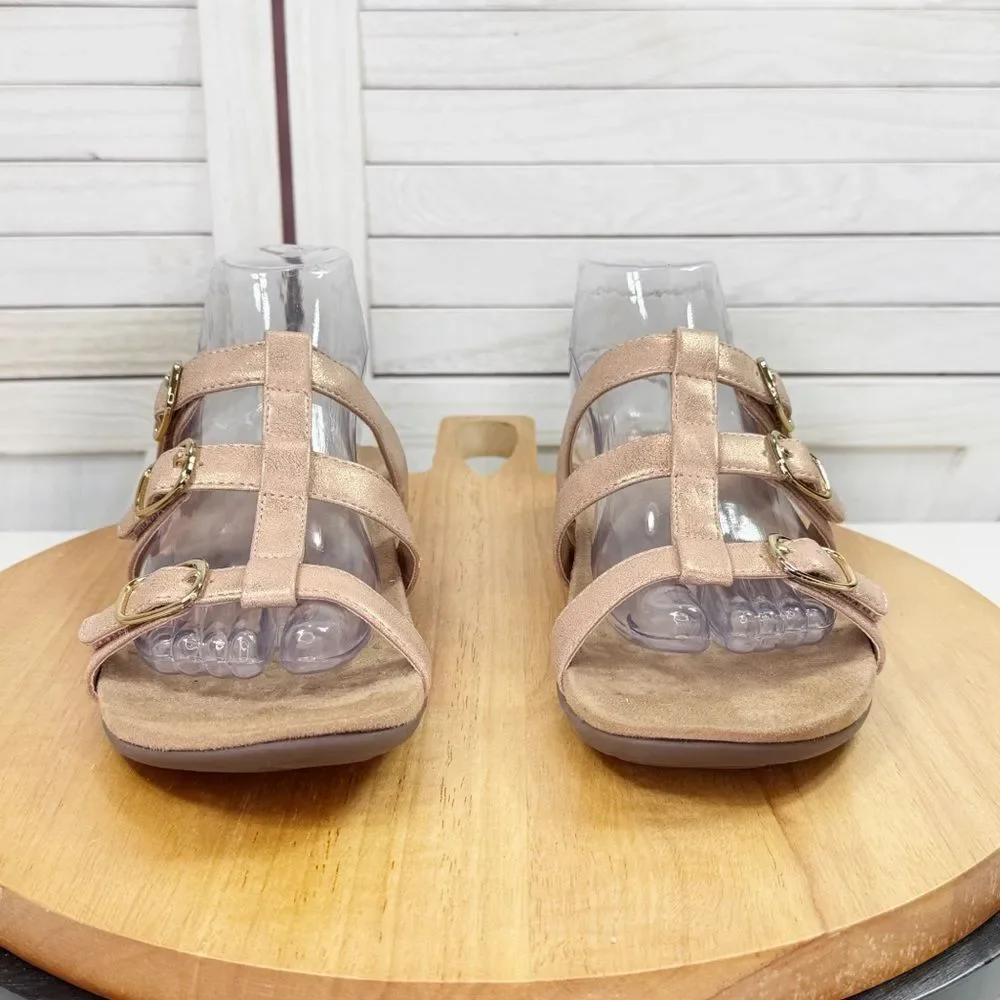 Vionic‎ Misa Strappy Slide Sandal Metallic Rose Gold Womens 8